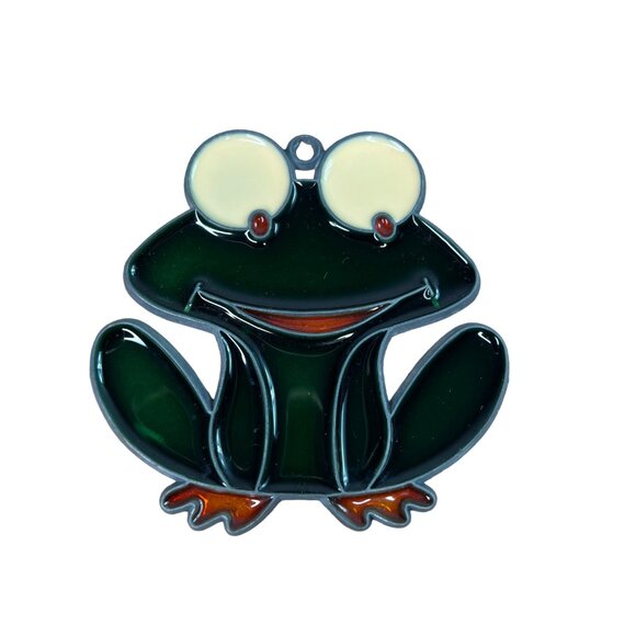 Vintage Handcrafted Frog Stained Glass Suncatcher Ornament Window Decor - Picture 1 of 7